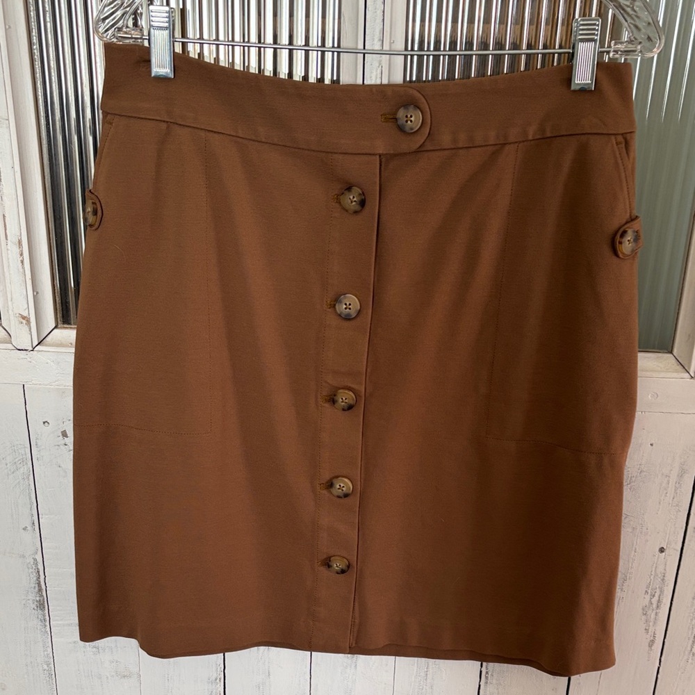 J. Jill Brown Button-Front Mini Skirt